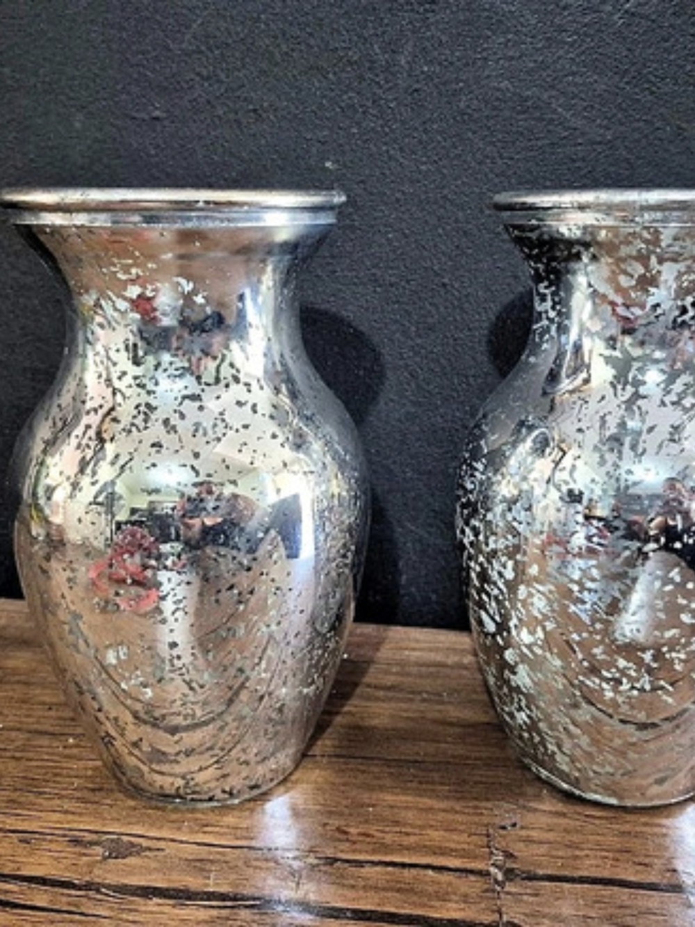 Mercury Glass Bud Vases Set of 2 - Silver